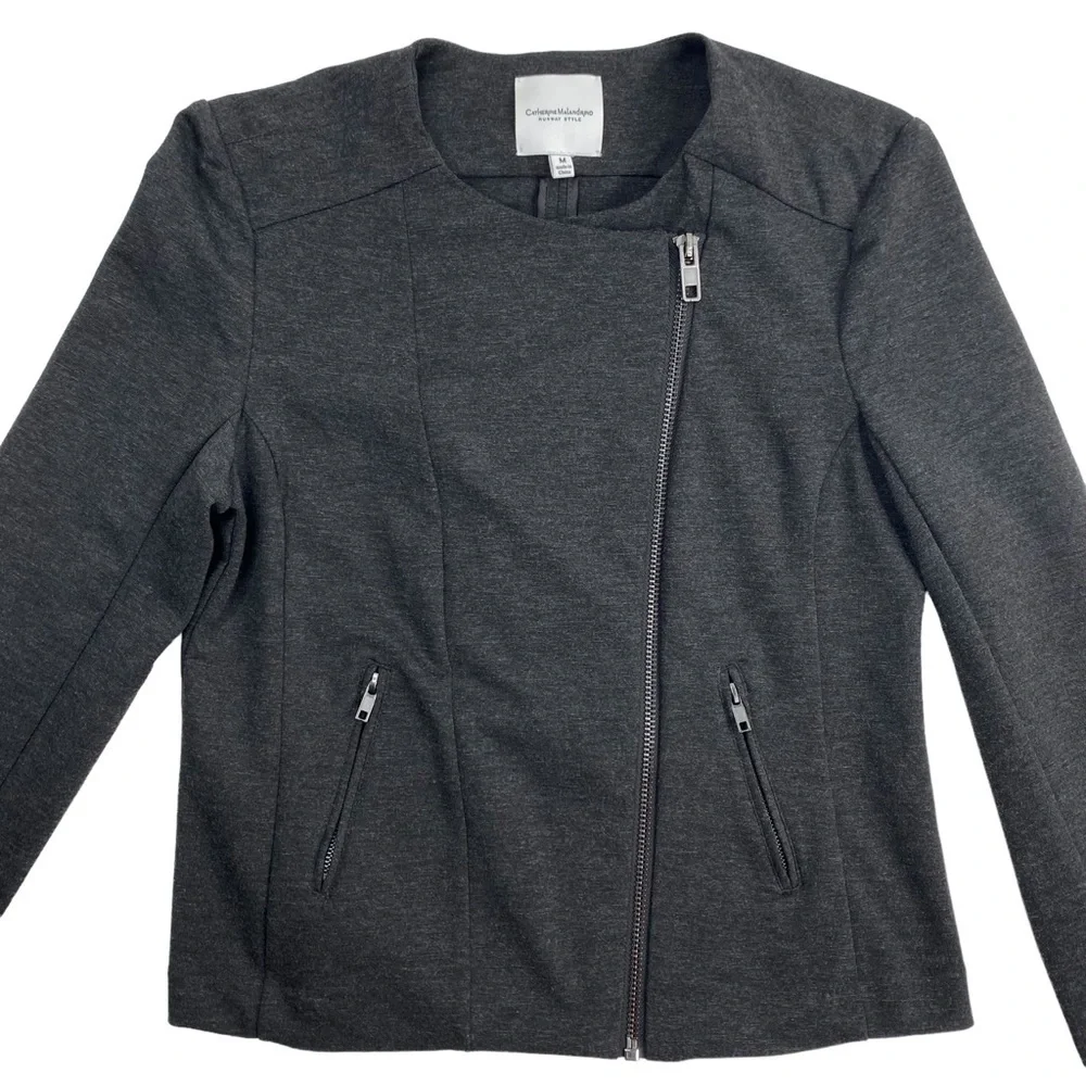 Catherine Malandrino Runway Style Women’s Charcoal Shanfa Moto Jacket EUC Size M - Picture 6 of 14